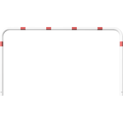 Hoop of steel tube |  60 x 2,5 mm | without cross bar | for casting in concrete | total width: 2500 mm | total height: 1400 mm | hot-dip galvanized and white coatedwith red reflecting stripes